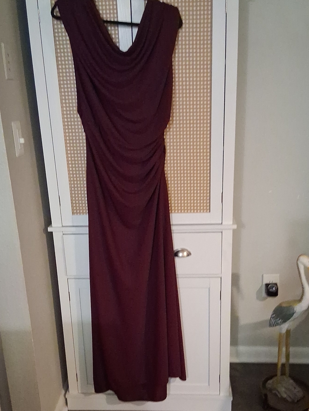 Elegant Burgundy Draped Maxi Dress - Women